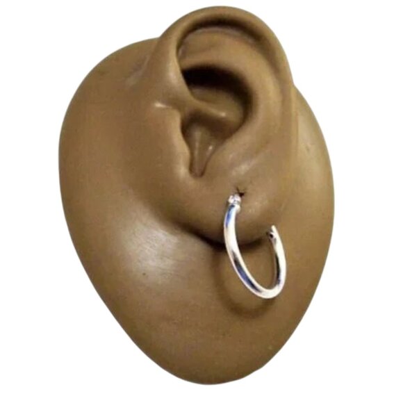 3/4 Inch 20mm Sterling Silver Hoop Pierced Post Earrings - Picture 4 of 5